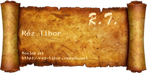 Réz Tibor névjegykártya